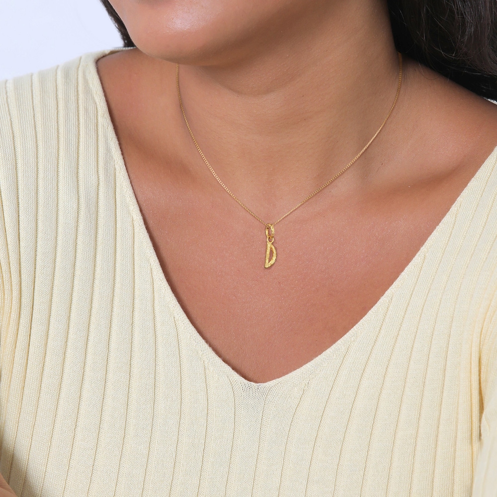 Elli Elli Pendentif Femmes Lettre D Organic look en argent sterling 925 plaqué or Pendentif