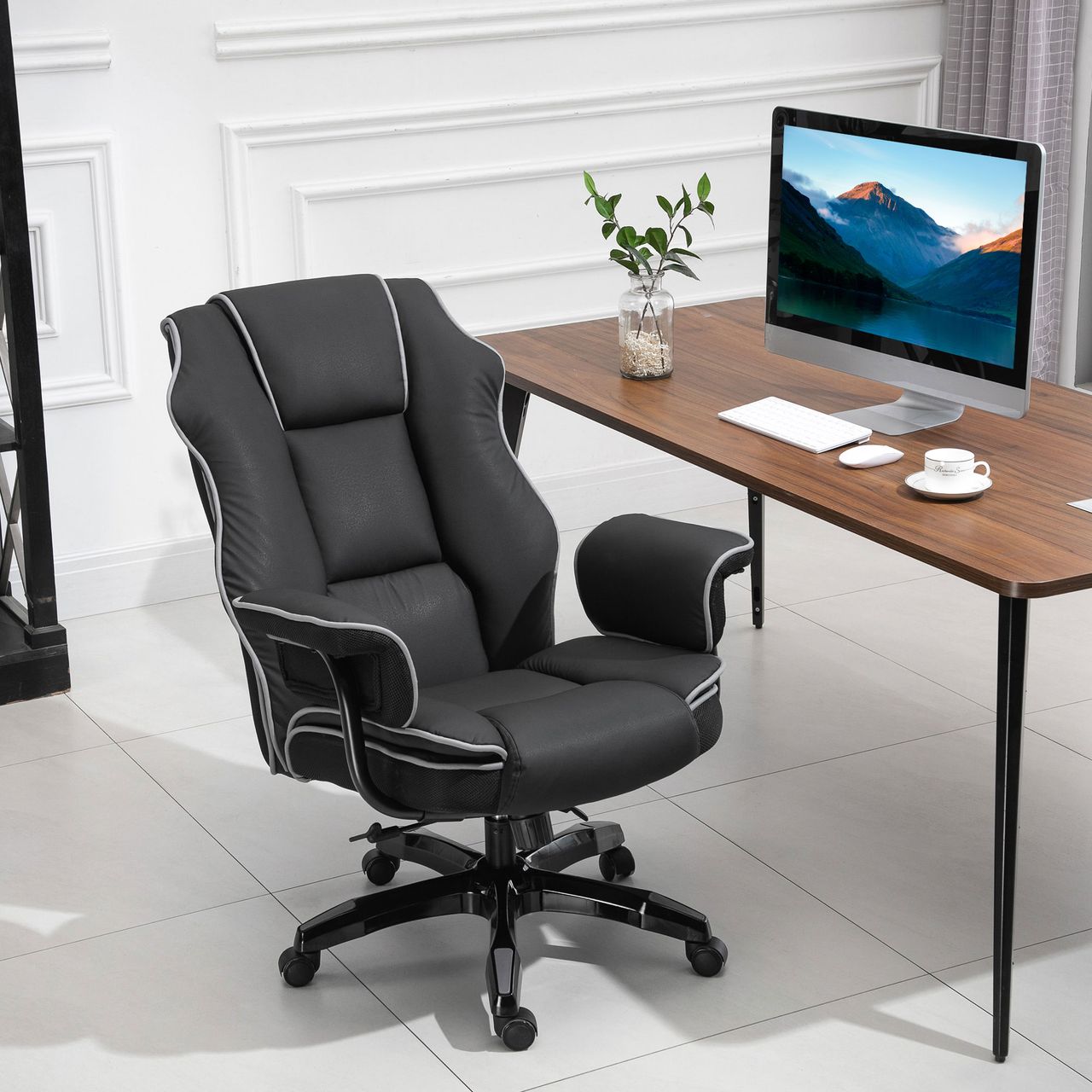 Vinsetto Ergonomischer Bürostuhl mit Wippfunktion Drehstuhl höhenverstellbar