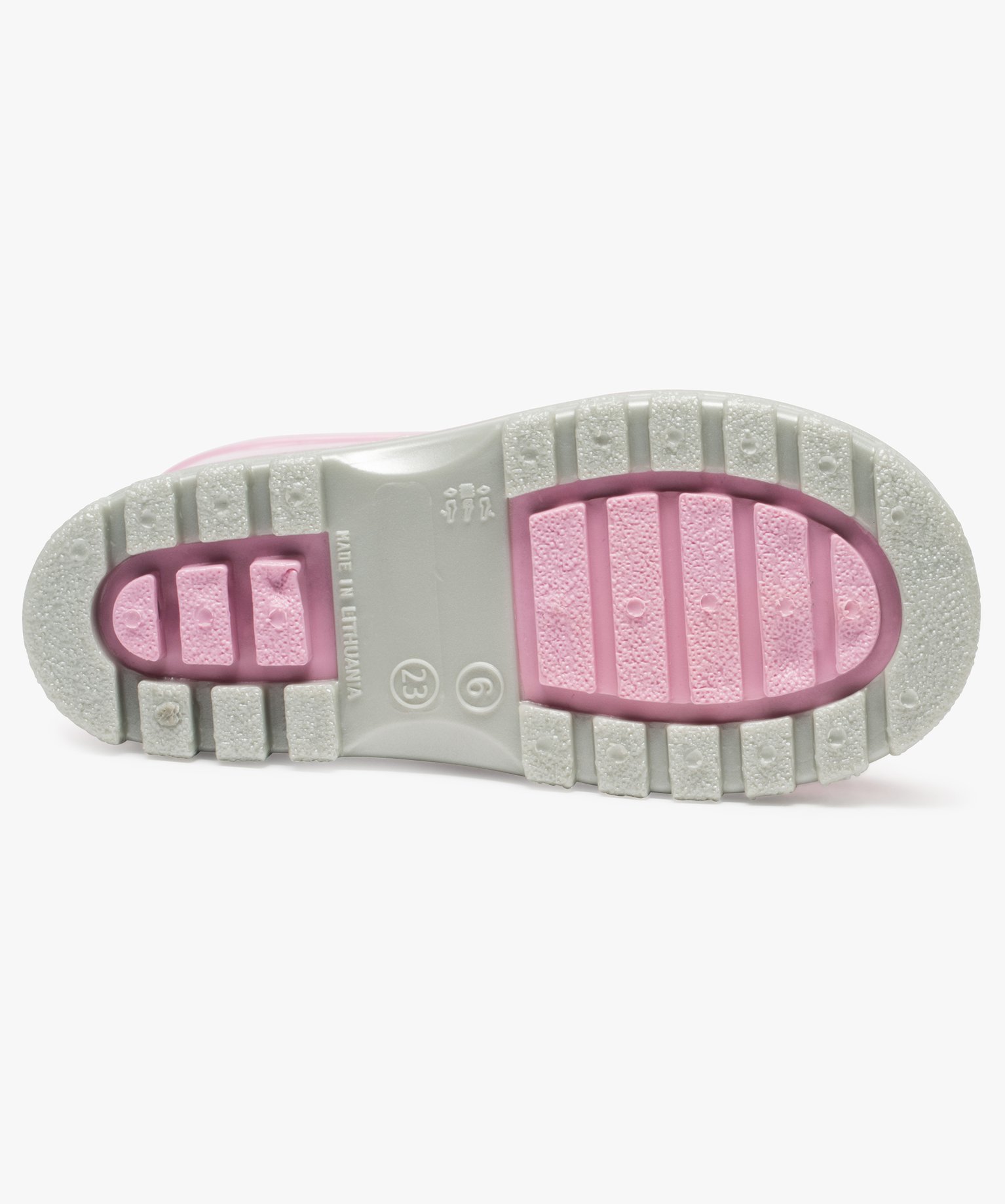Bottes de pluie fille unies à semelle crantée contrastante rose | GEMO