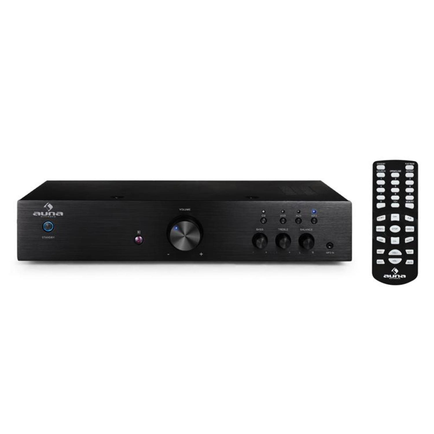 Auna AV2-CD508 Audioverstärker (Anzahl Kanäle: drei Stereo-Cinch-Audio-Eingänge und ein Line-Ausgang, 125 W, Audio Verstärker HiFi Stereo Amplifier)