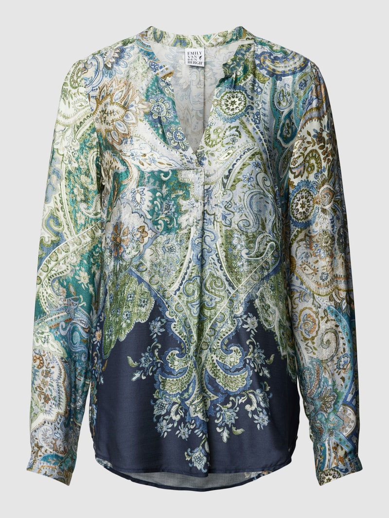 Bluse mit Paisley-Muster in marineblau