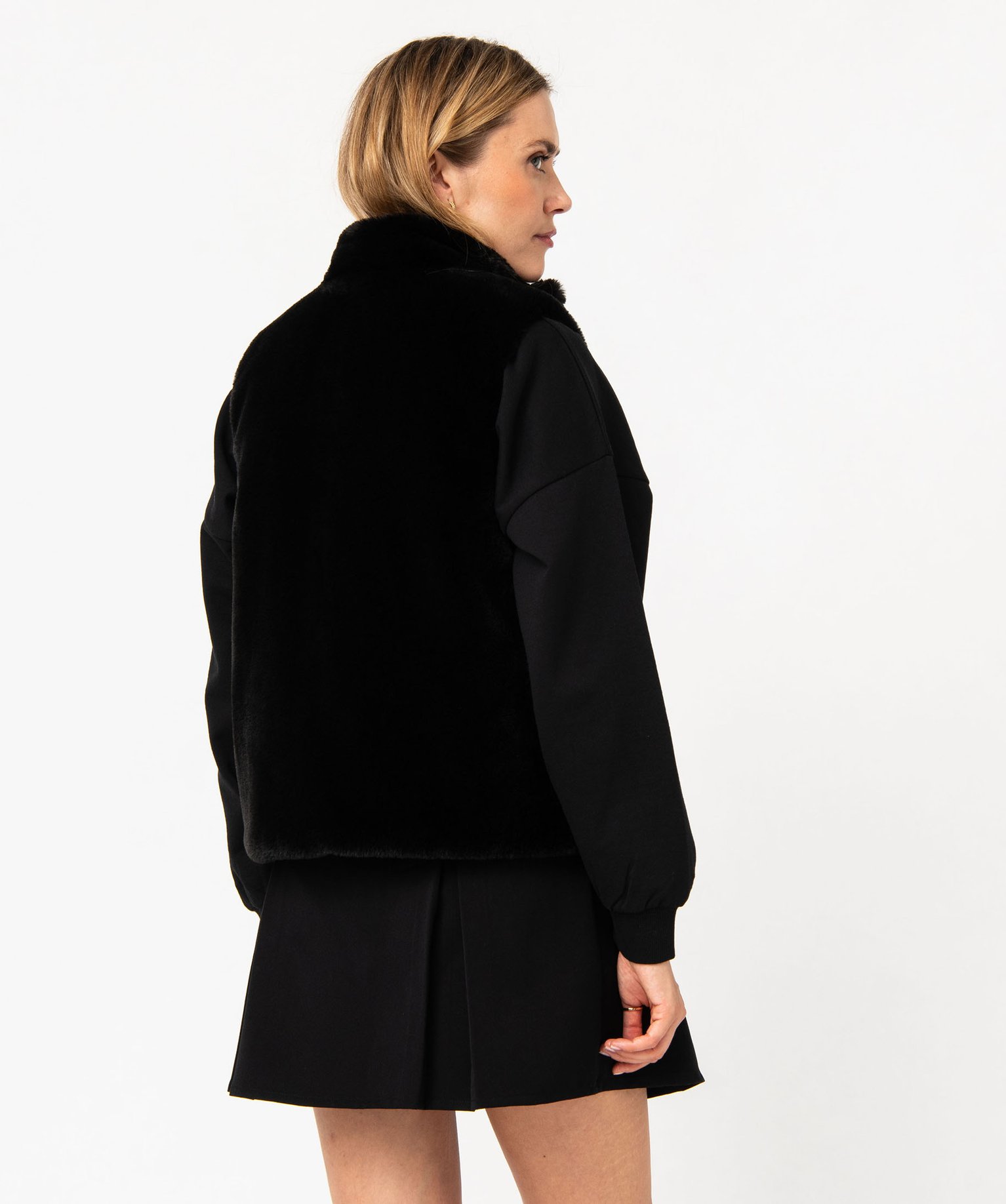 Veste sans manches en fourrure imitation femme noir | GEMO