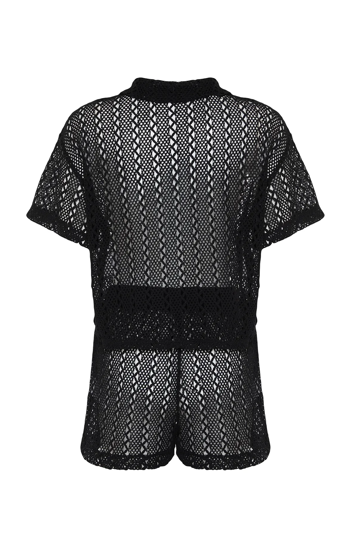 Trendyol Collection  Schwarzes Hemd-Shorts-Set im Strick-Strick-Look TBESS24AU00002