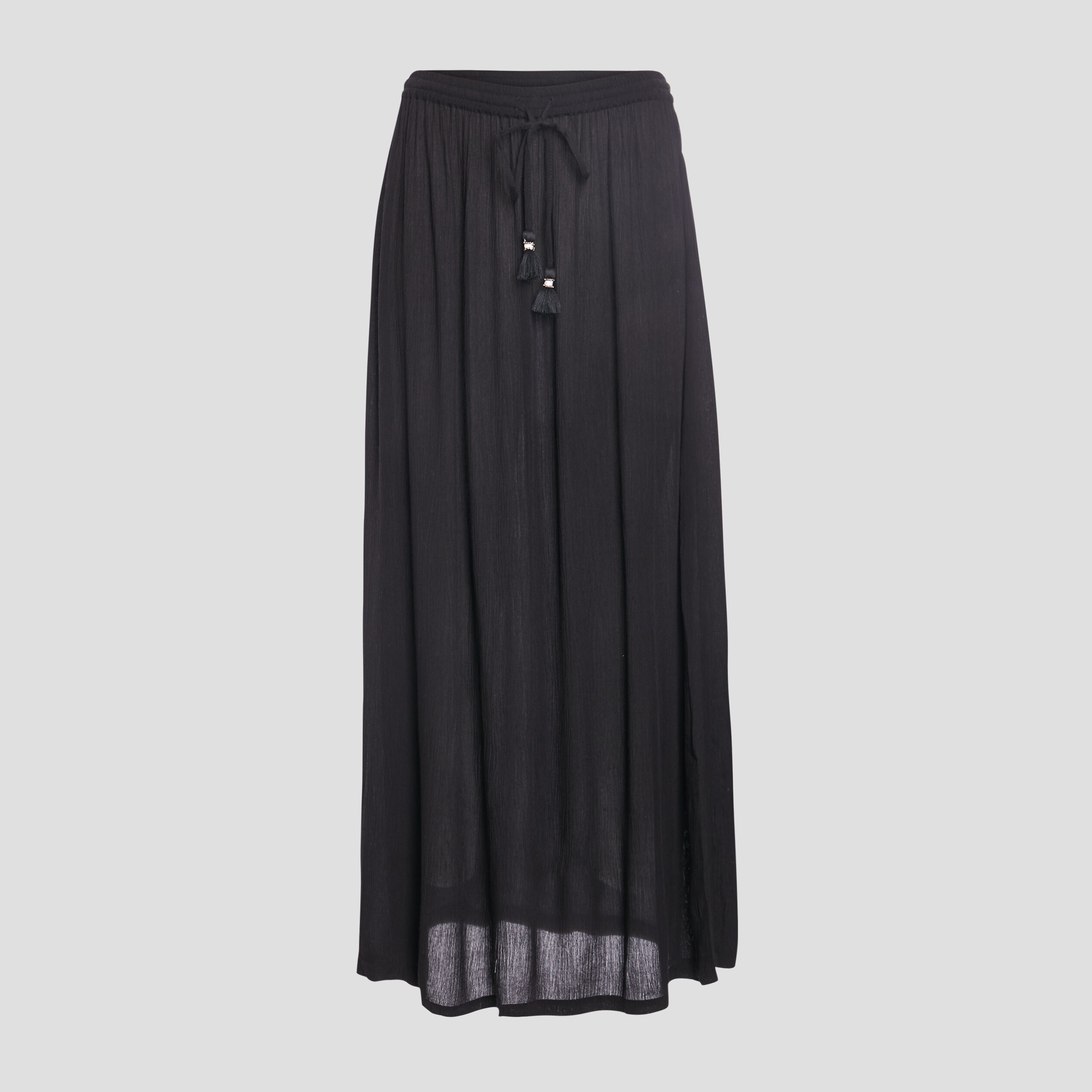 Jupe longue droite fluide noir femme | La Halle
