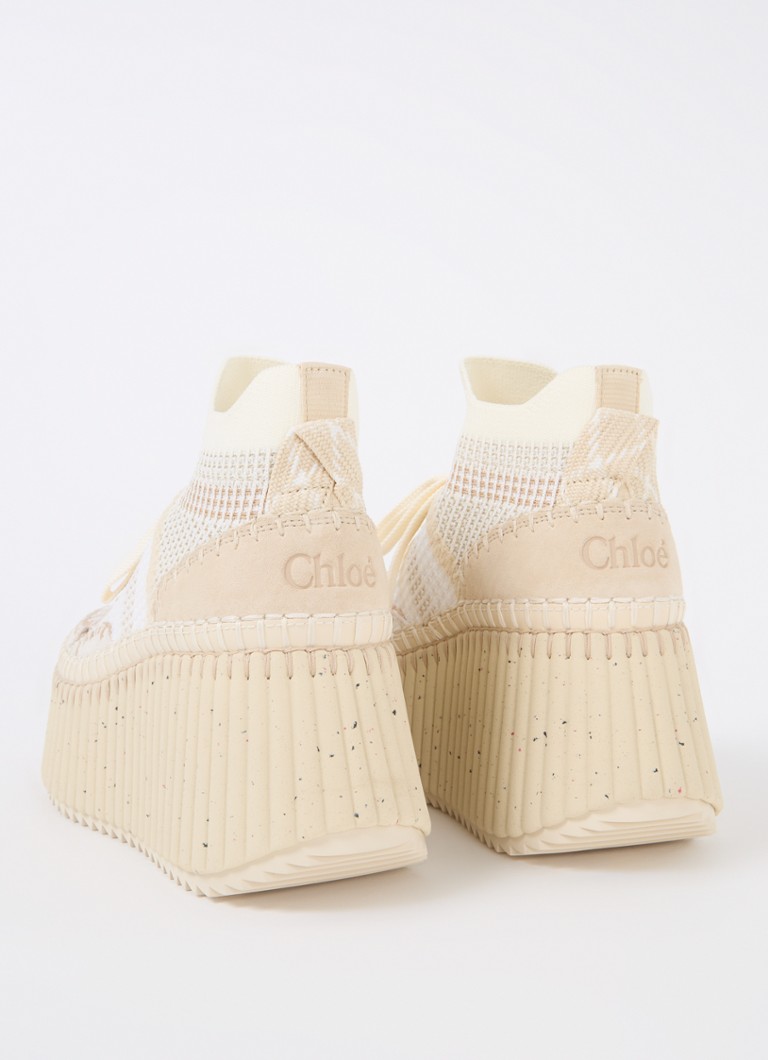 Chloé  Nama sneaker met gebreid bovenwerk en plateauzool