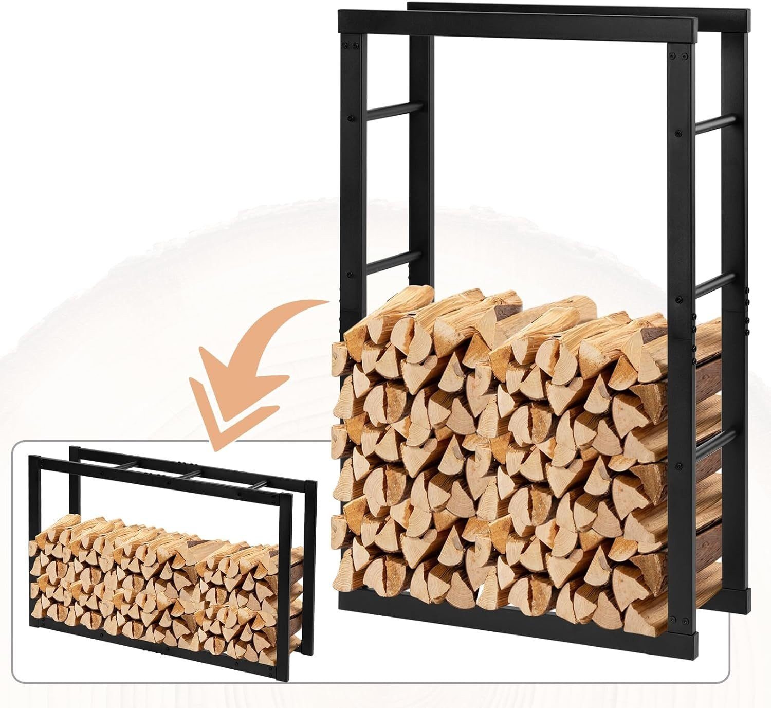 EUGAD Kaminholzregal, BxTxH:60x25x100 cm, (1-St), Innen Außen aus Metall für Kaminholz