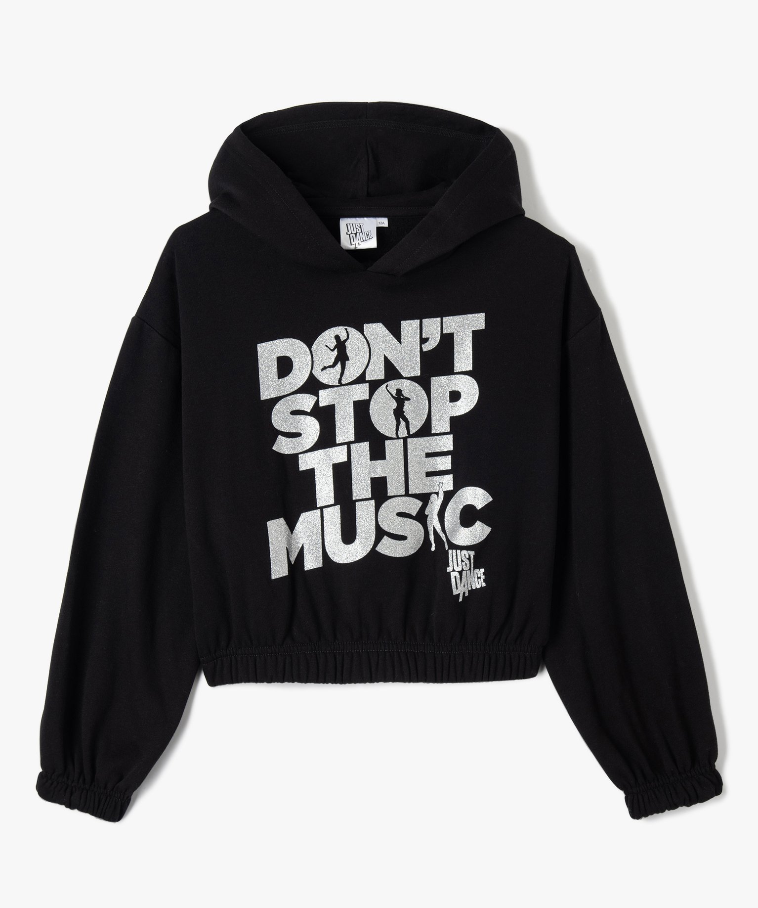 Sweat fille à capuche coupe courte - Just Dance noir | GEMO