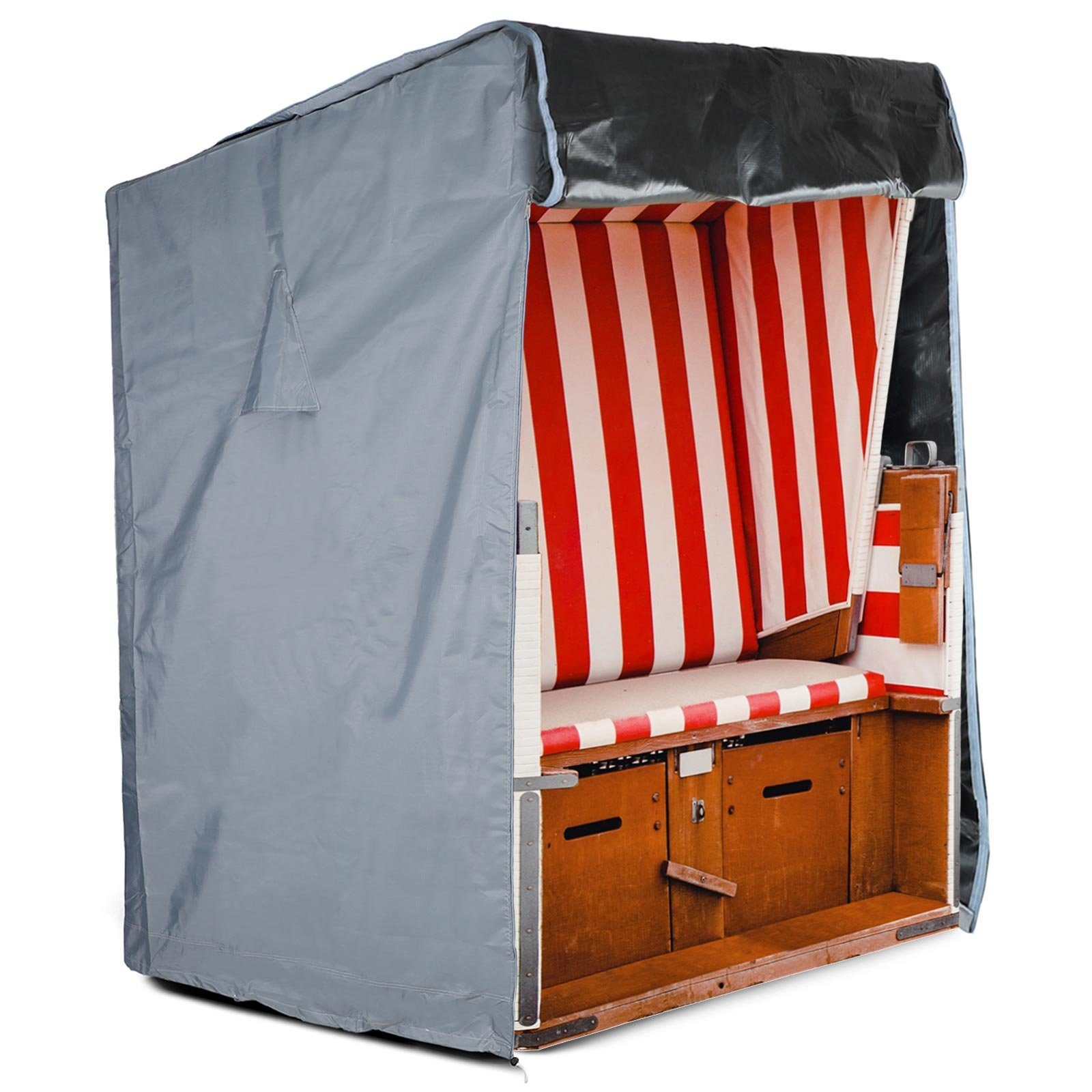 RAMROXX Gartenmöbel-Schutzhülle Premium Abdeckung Cover für Strandkorb Grau 160/150x135x100cm