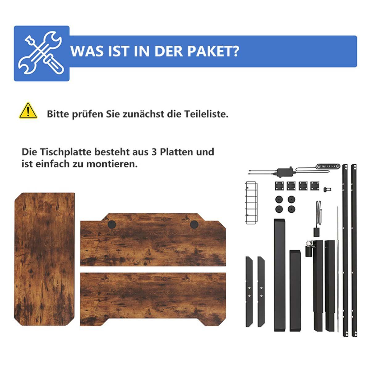 Radlove Schreibtisch Höhenverstellbarer Schreibtisch (150 CM, 4-Memory Steuerung, Rollen, Haken, Drahtkorb), Schreibtisch Höhenverstellbar Elektrisch L Form
