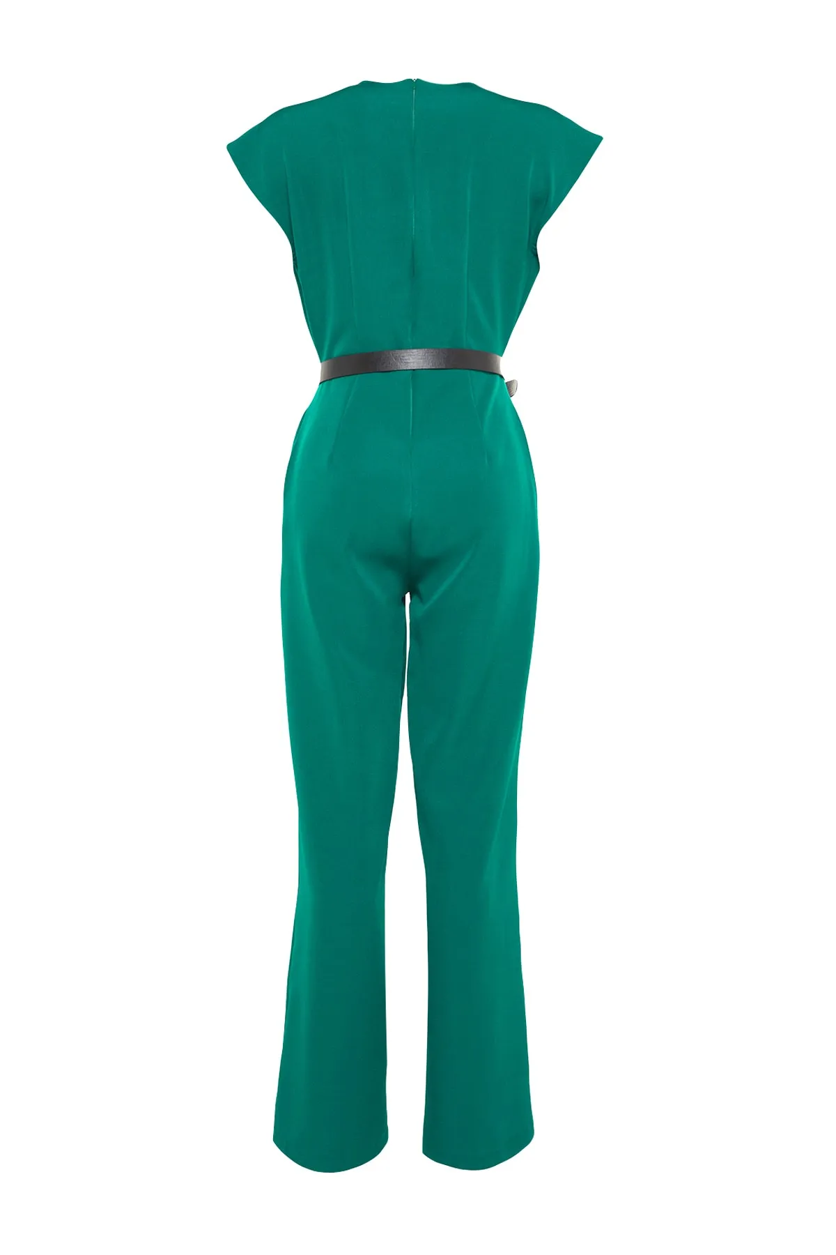 Trendyol Collection  Smaragdgrüner, zweireihiger Maxi-Weboverall mit Gürtel und Kragen TWOSS21TU0004