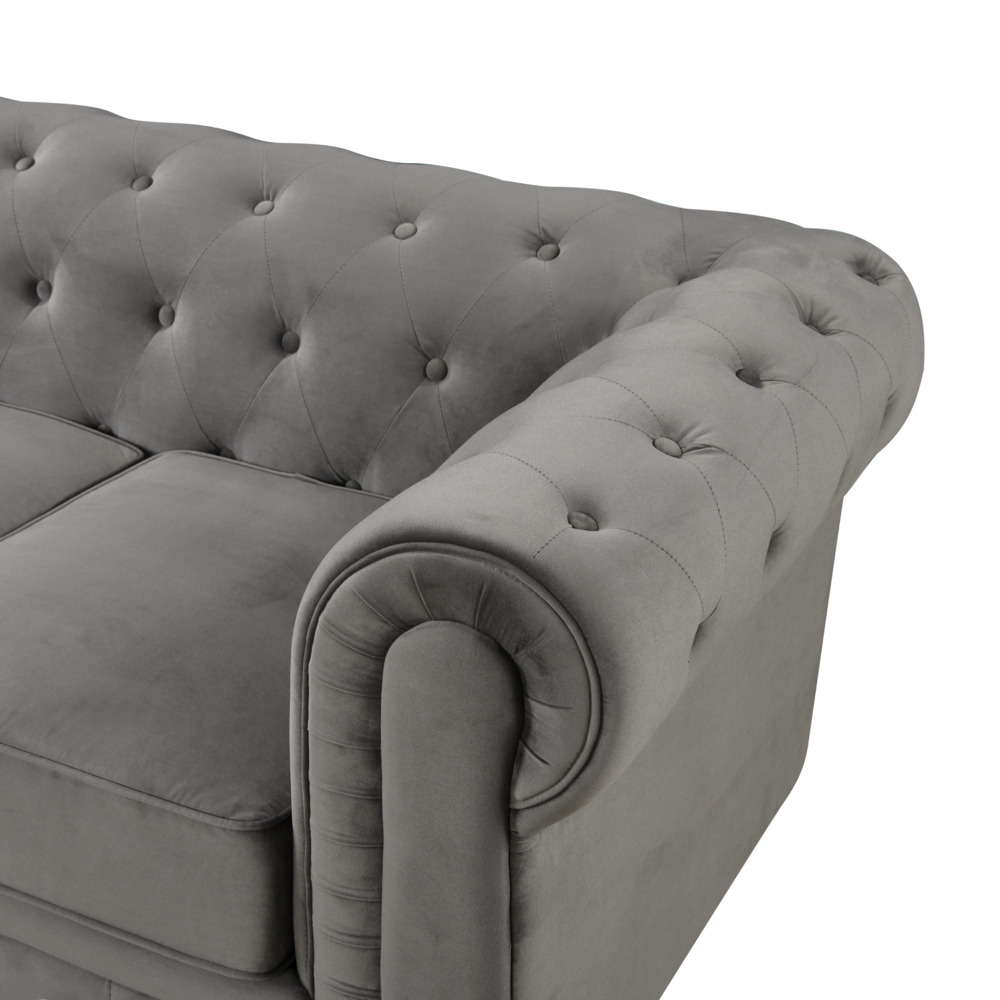 Happy Home Sofa-Set 3tlg. gepolsteter 3-2-1 Sitzer HSP106-DGR grau Samtstoff