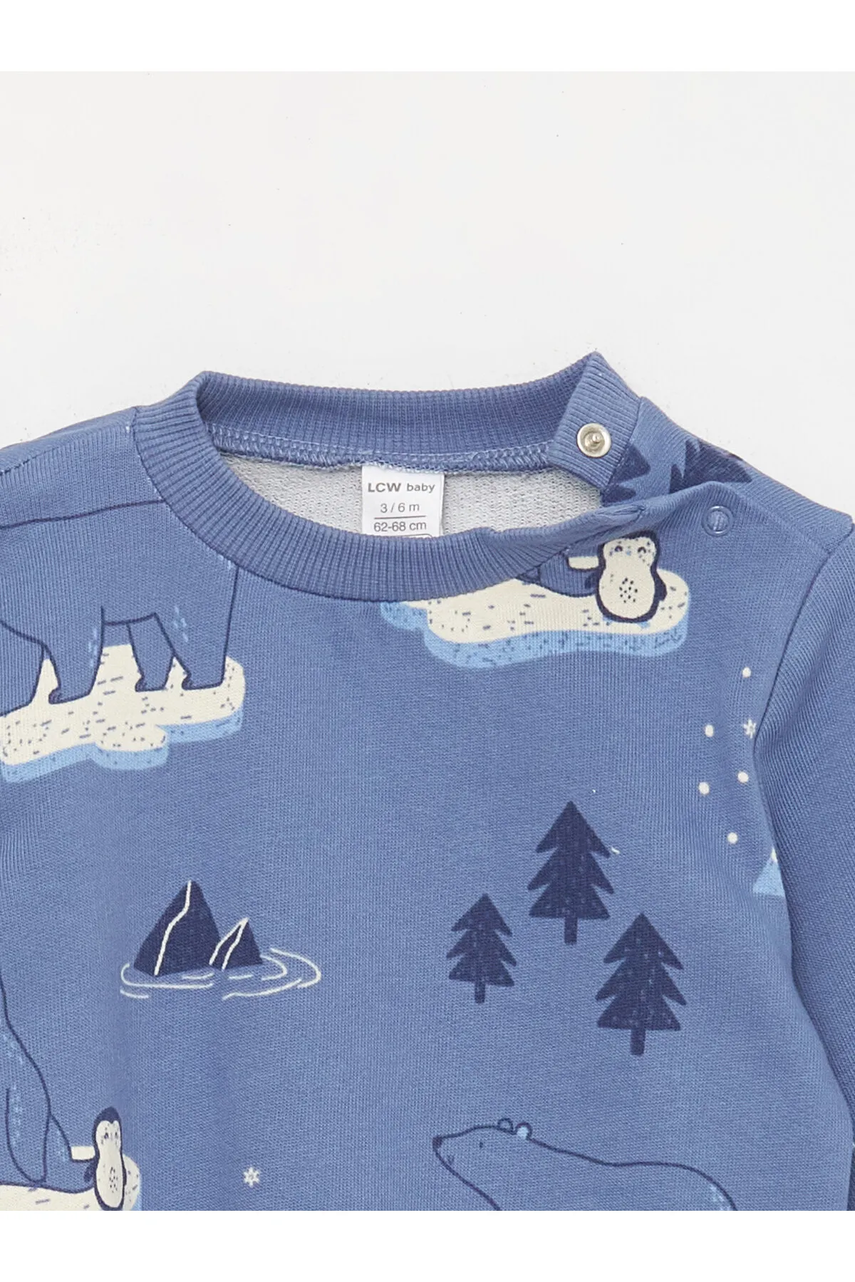 LC Waikiki  2-teiliges Set aus bedrucktem Langarm-Sweatshirt und Jogginghose für Babys mit Rundhalsausschnitt