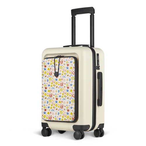 JFK 4-wheel hard-shell suitcase, AMS beige pouch