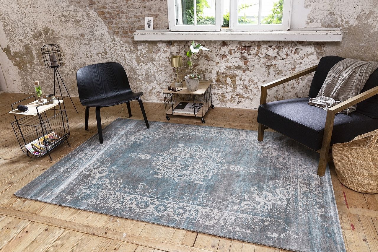 Lifa Living Cool Vintage Teppich Grau Blau 80 x 150 cm