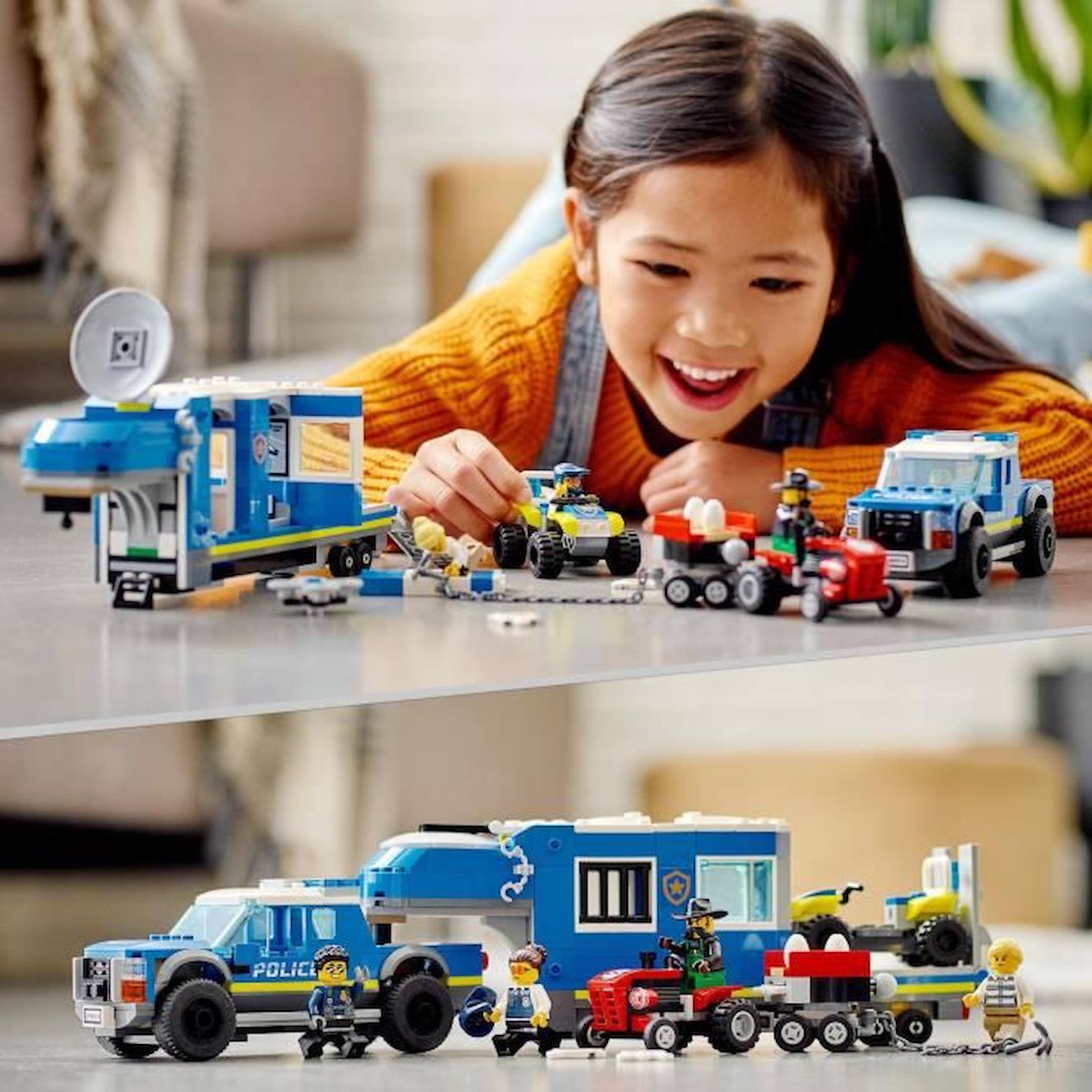 LEGO 60315 City Le Camion de Commandement Mobile de la Police, Figurines de Policiers, Jouet Tracteur, Garcons et Filles Dès 6 Ans bleu