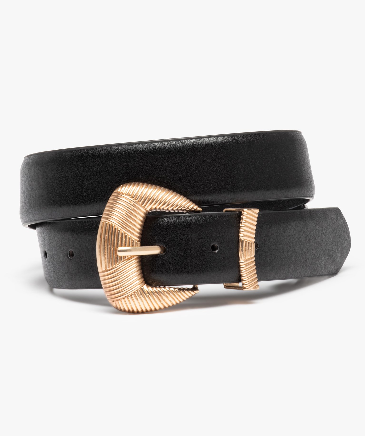 Ceinture femme à grosse boucle fantaisie cognac | GEMO