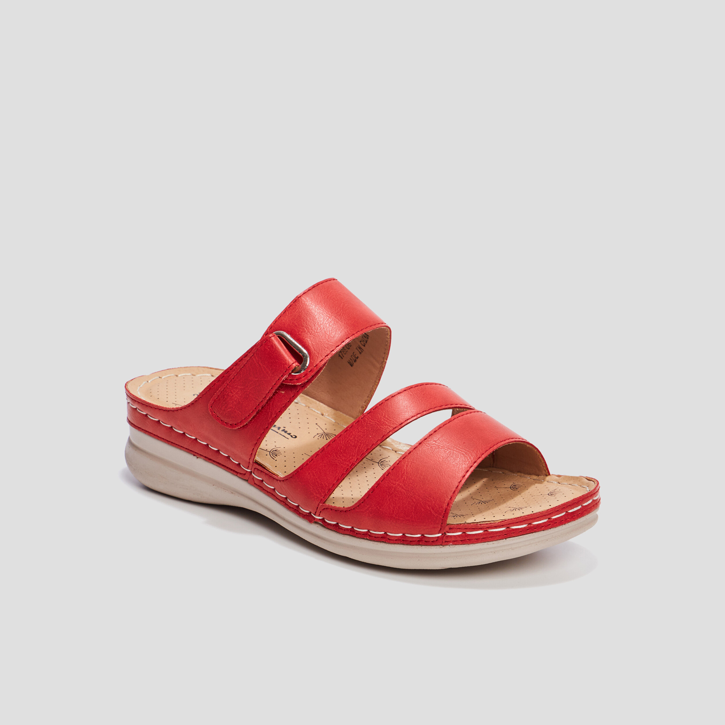 Mules compensées pied large rouge femme | La Halle