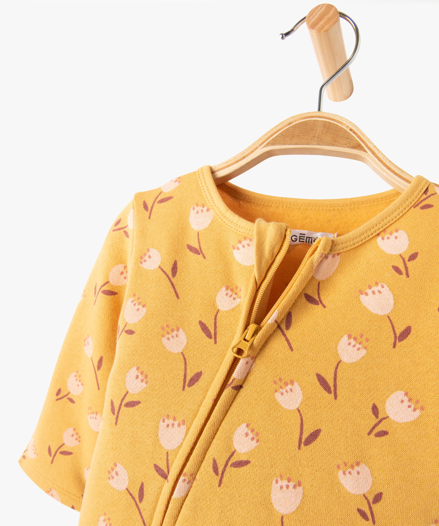 Pyjama en jersey molletonné avec zip ventral bébé jaune | GEMO