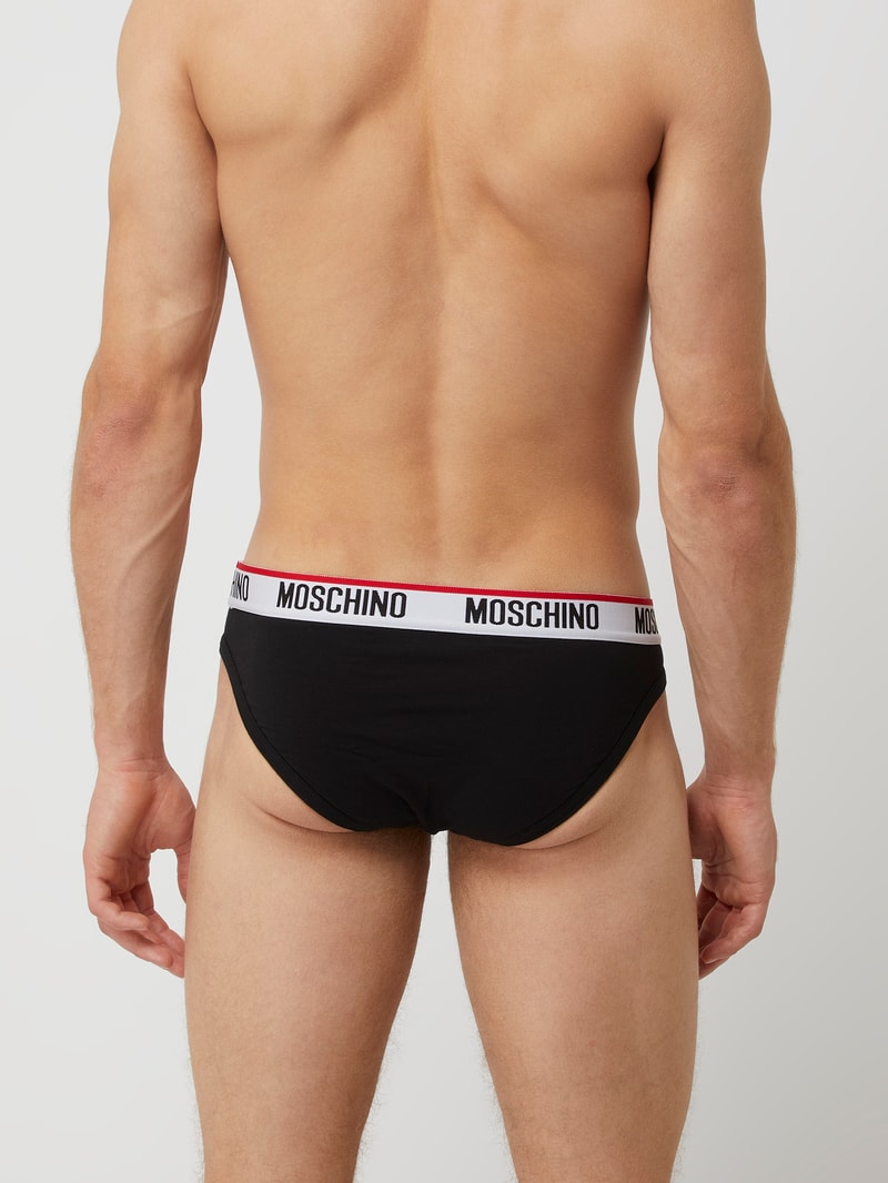 Slip mit Stretch-Anteil im 2er-Pack in schwarz