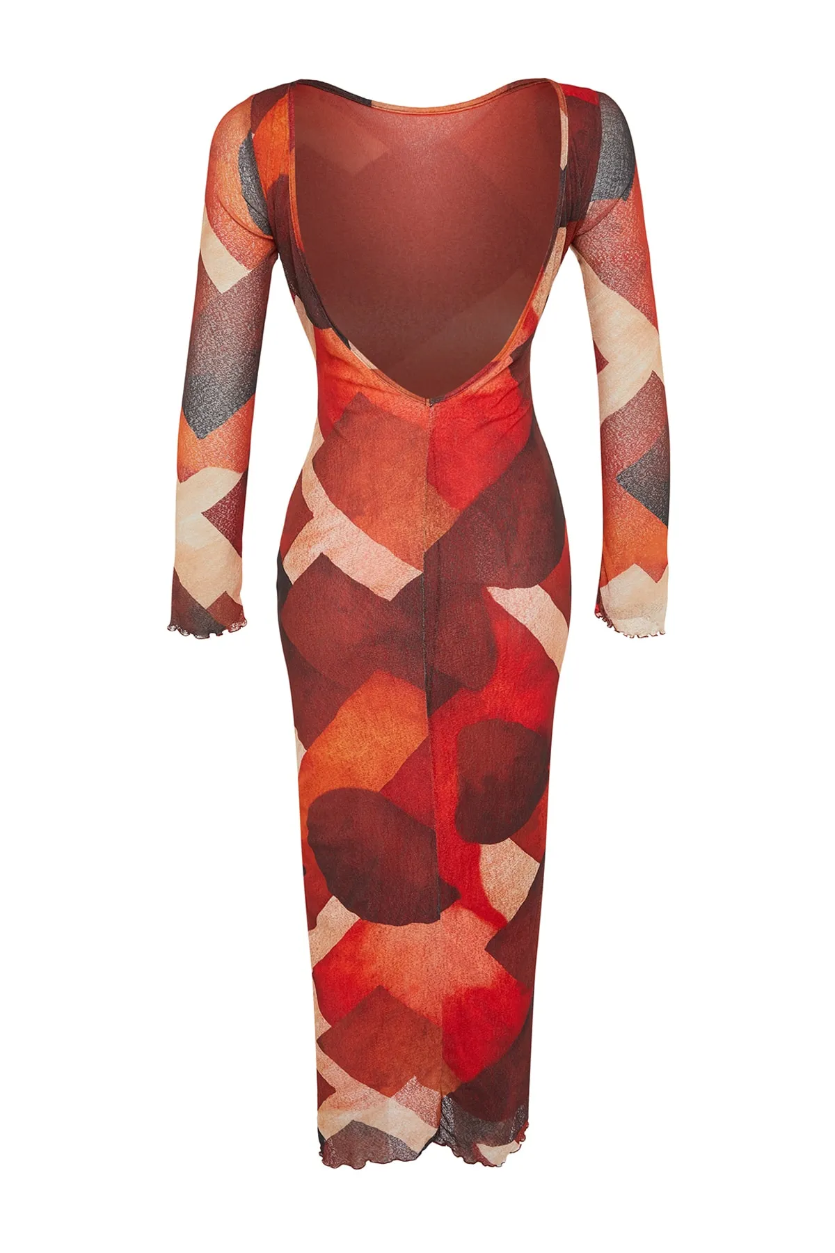 Trendyol Collection  Mehrfarbiges, figurbetontes Maxi-Bleistiftkleid aus flexiblem Strick mit spezieller Textur und Rückendetail TWOAW24EL00319
