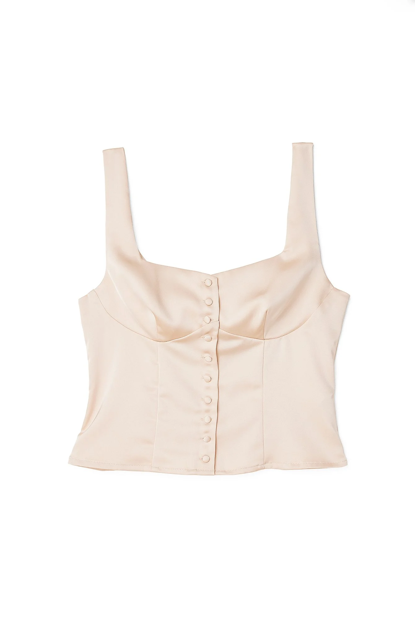 Satin-Oberteil mit Knopfdetails