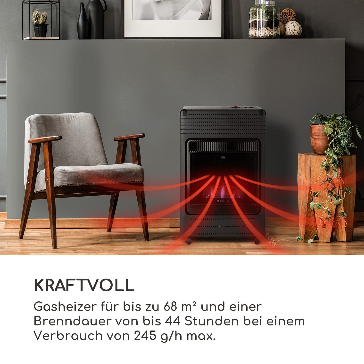 blumfeldt Heizkörper Andora Flame, elektrische Gasheizgerät terrassenheizstrahler Outdoor