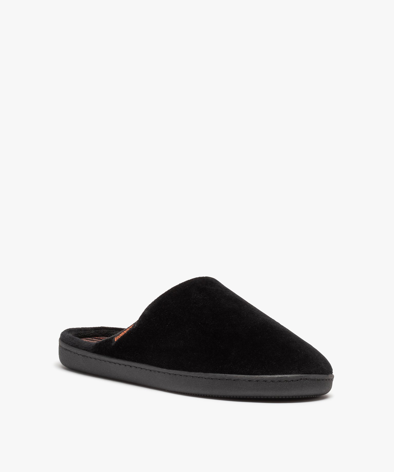 Chaussons homme mules en velours unies - Isotoner noir | GEMO