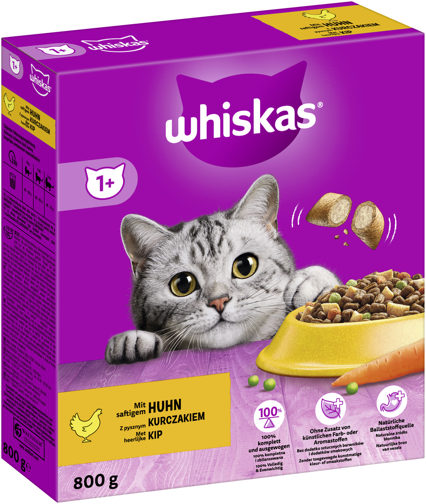 Whiskas Trockenfutter Whiskas 1+ Adult Trockenfutter 800g Huhn