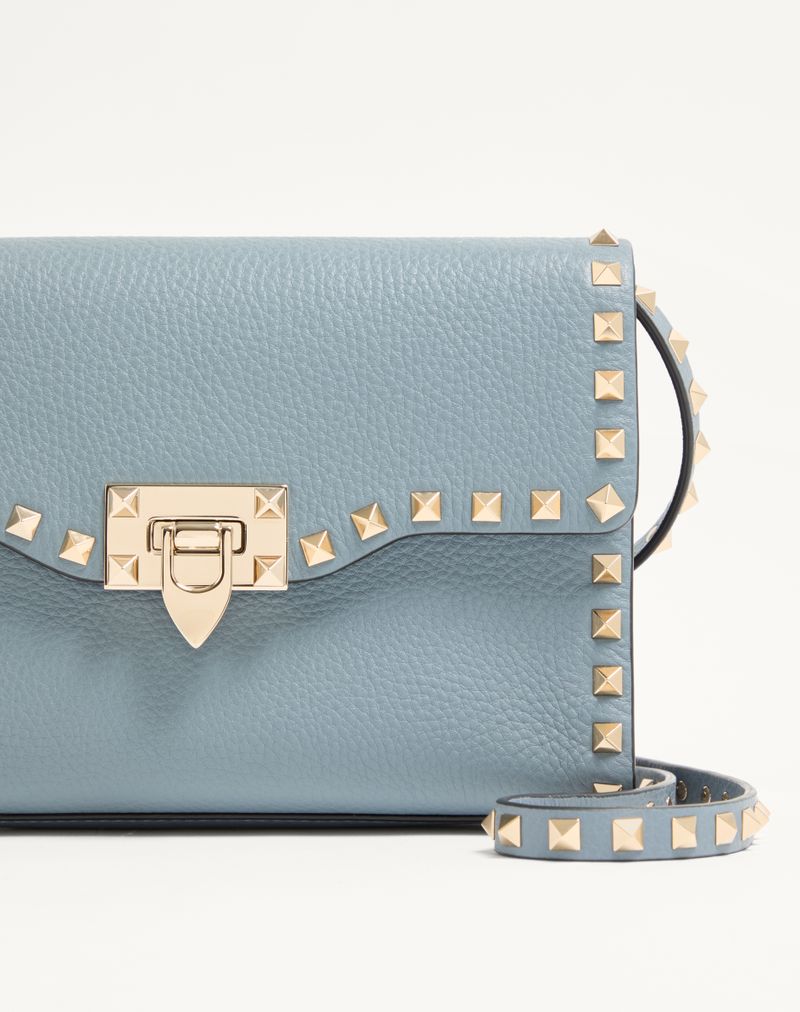 Rockstud lille skuldertaske i kornet kalveskind