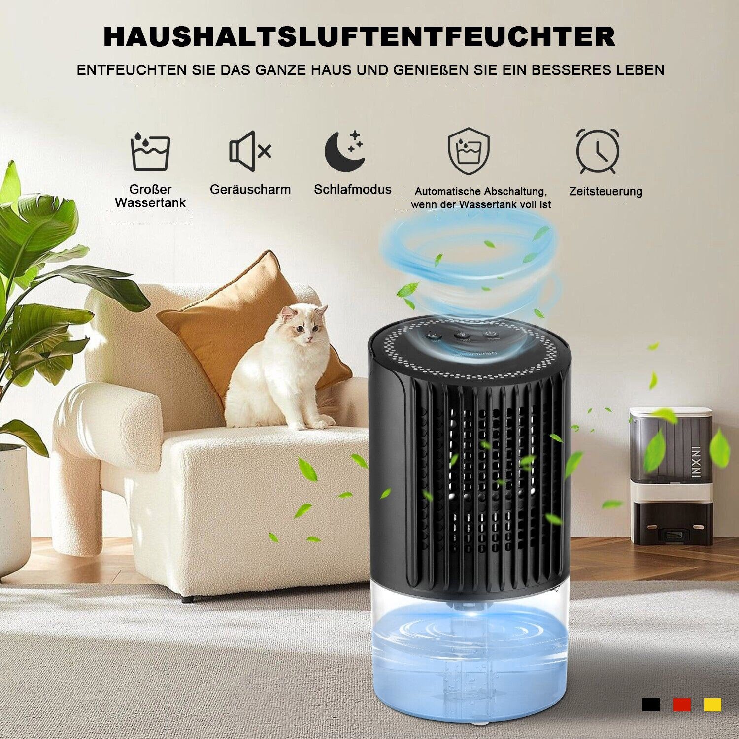 MAGICSHE Luftentfeuchter Entfeuchtung 0.35l/Tag,Unterhalb von 39dB, Tank 1 l,für 25m² Räume