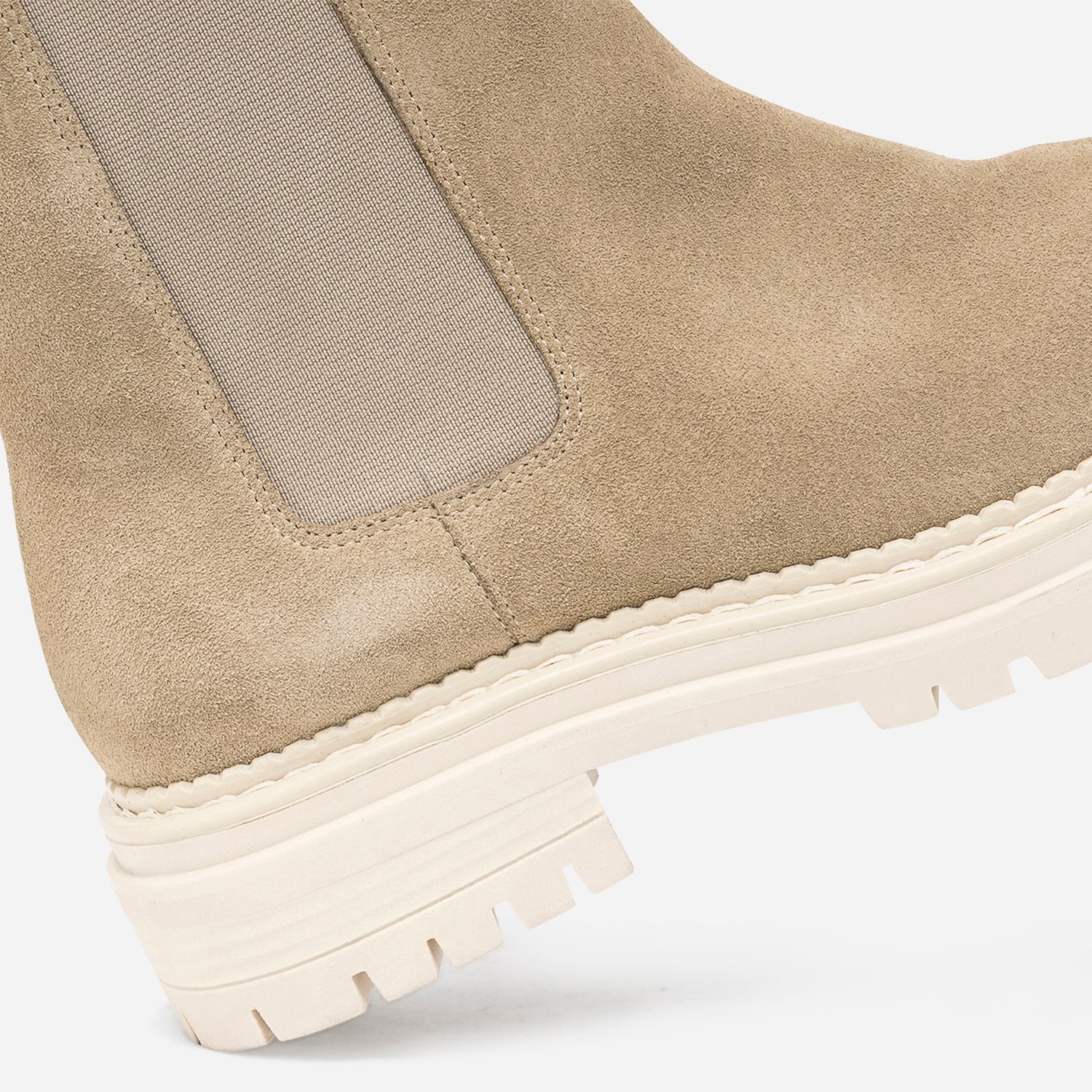 Chelsea boots TEXTO beige en cuir velours cranté