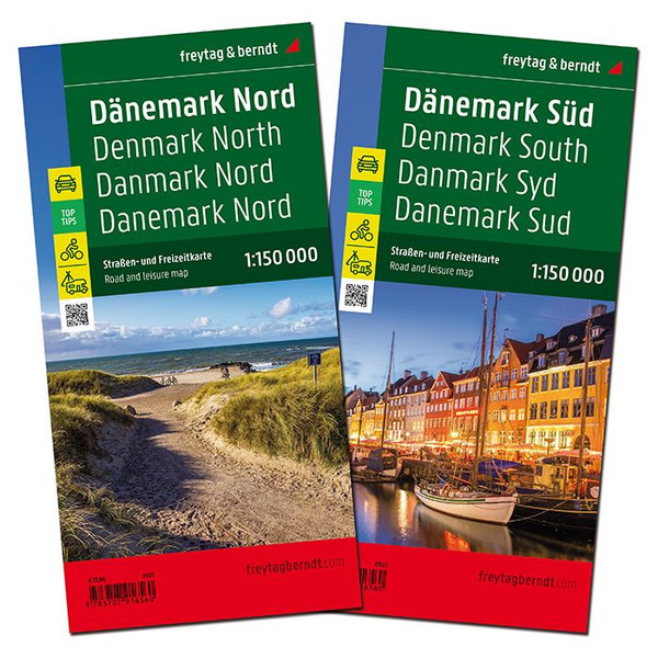 Dänemark Nord und Süd, Autokarten 1:150.000 - Straßenkarte