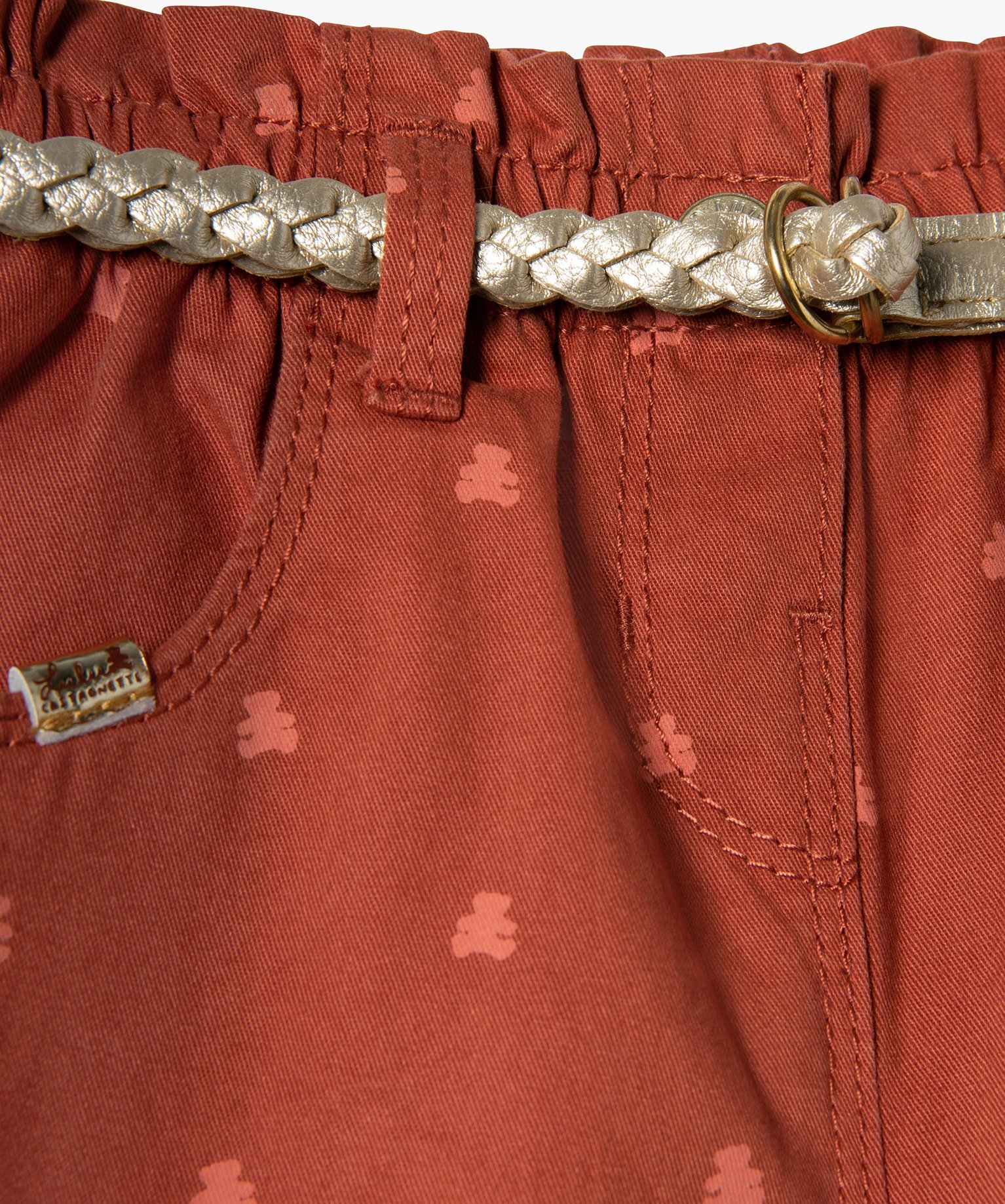 Pantalon bébé fille coupe carotte avec motif et ceinture t... orange | GEMO