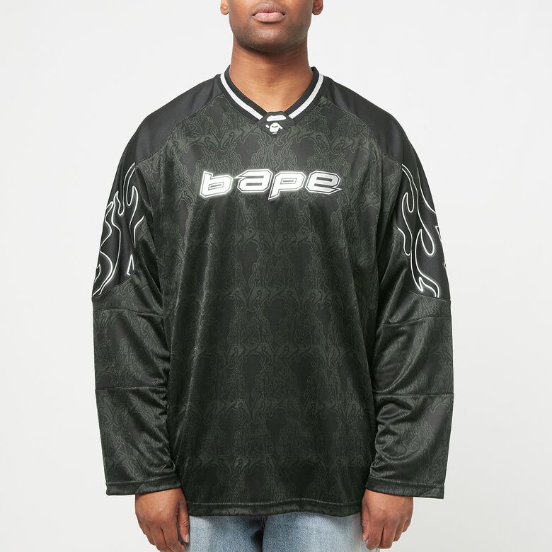 A Bathing Ape Flame Football Jersey M black