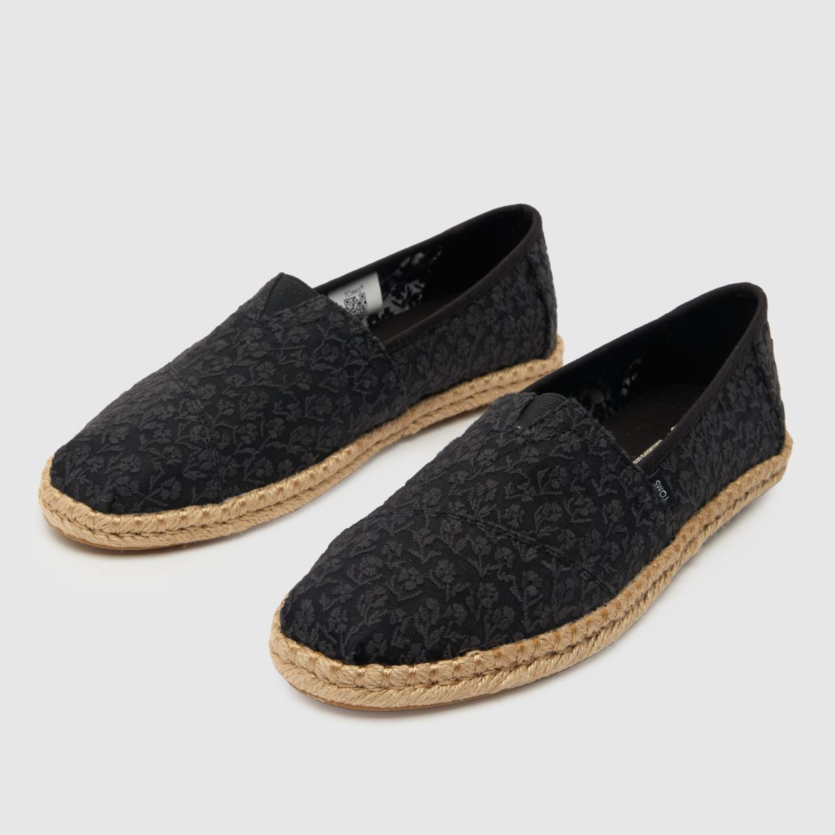 TOMS – Alpargata – Svarta blommiga espadriller med platta skor