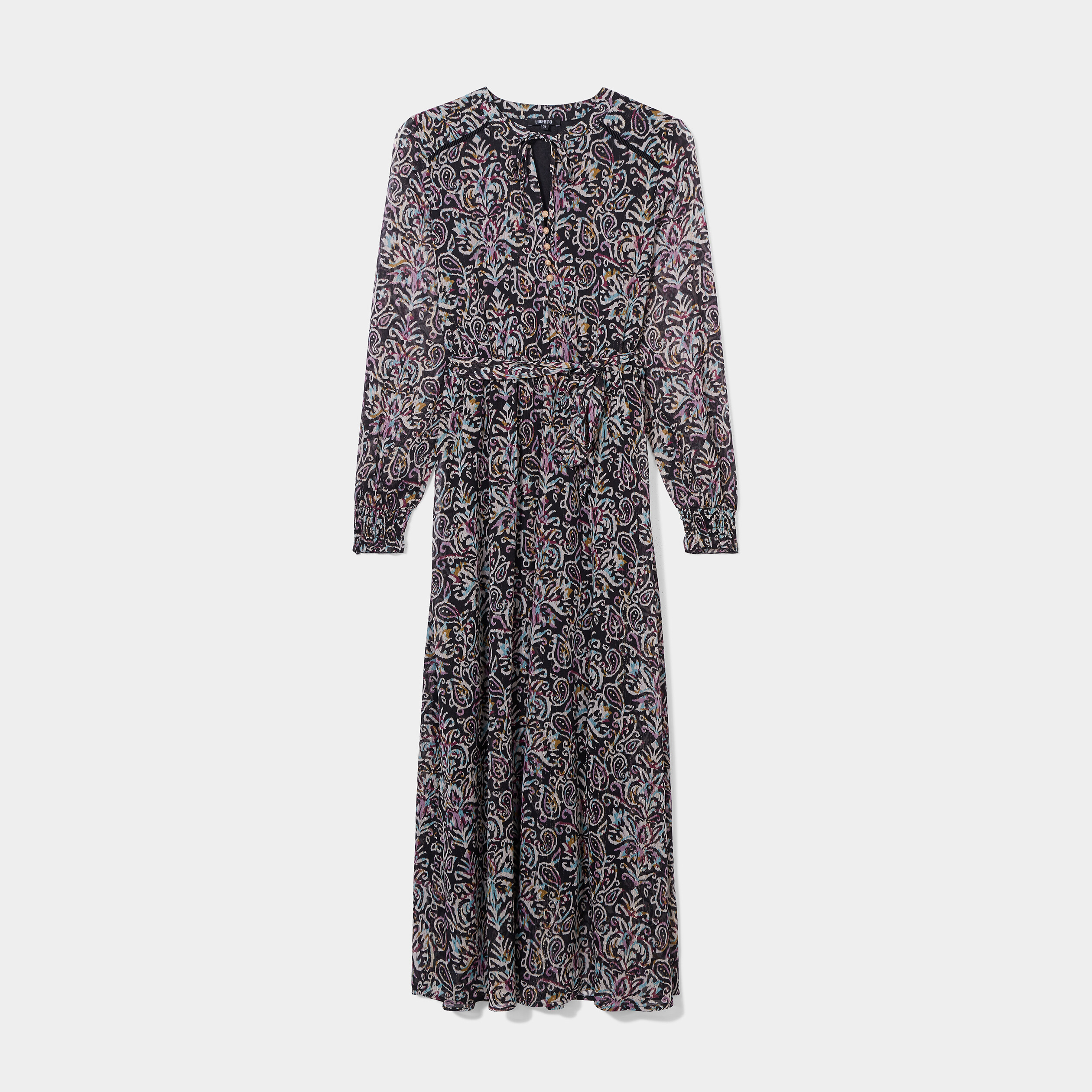 Robe longue taille smockée Liberto noir femme | La Halle
