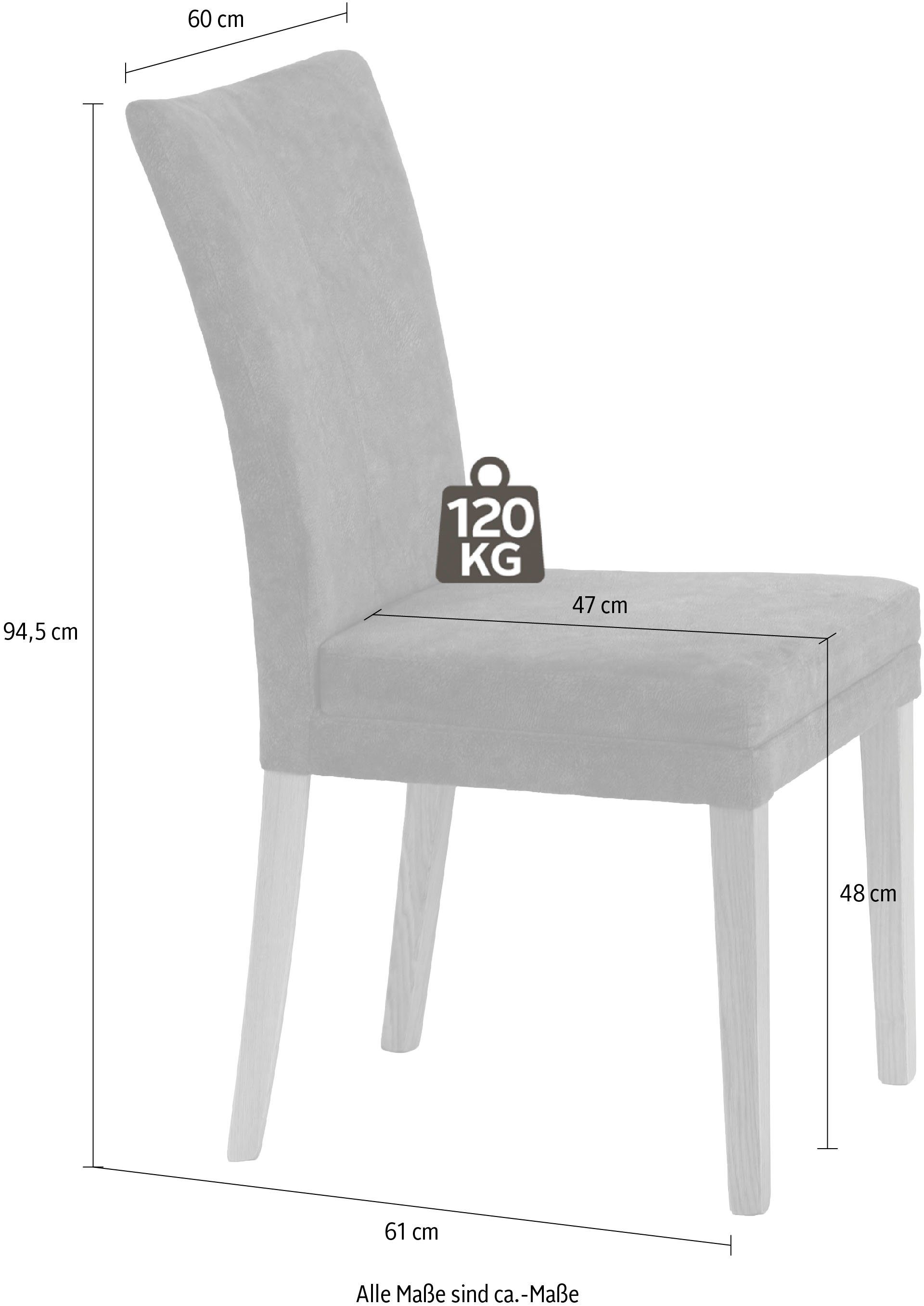 Home affaire 4-Fußstuhl Aspen (Set, 2 St), Beine aus massiver Buche, wengefarben lackiert
