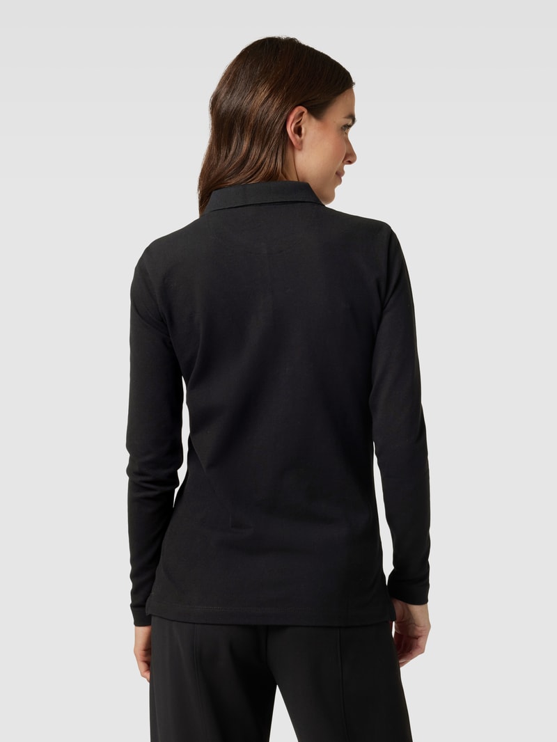 Longsleeve mit Polokragen in schwarz