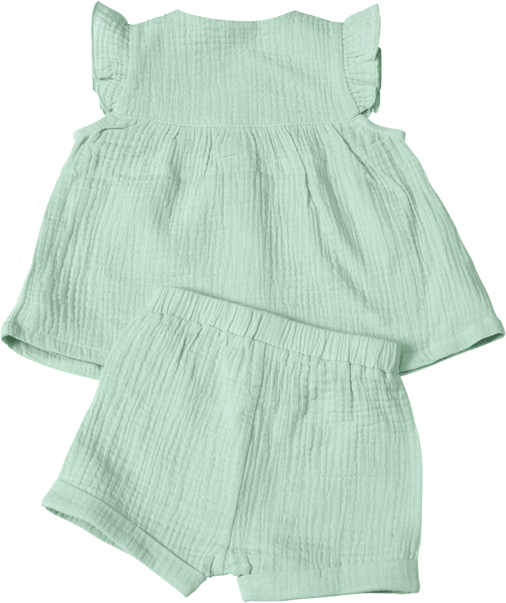 Set mit T-Shirt und kurzer Hose aus Musselin, grün, Gr. 86, 1 St