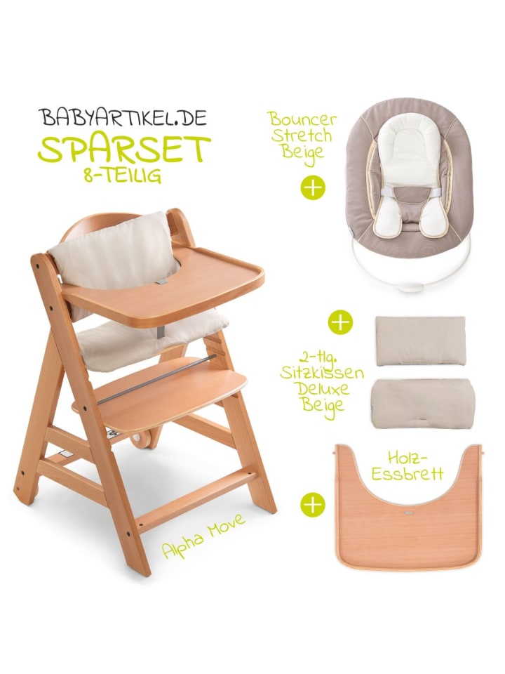 Hauck Alpha Move Natur Newborn Set - 5-tlg. Hochstuhl in beige,grau günstig kaufen onesize
