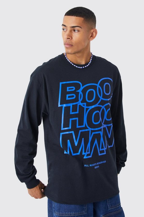 Langärmliges Oversize T-Shirt mit Bm-Print