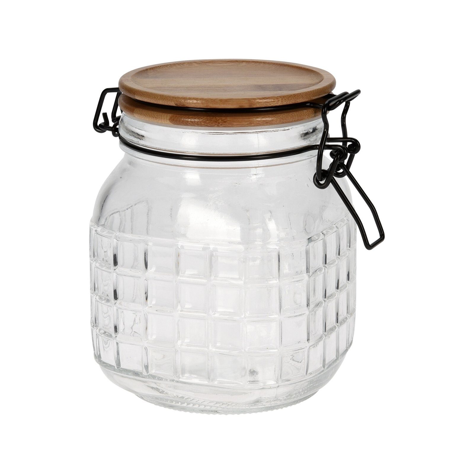 Neuetischkultur Vorratsglas Vorratsglas Bügelverschluss geprägtes Muster, Glas, Bambus, (1-tlg), Vorratsdose Lebensmittelaufbewahrung