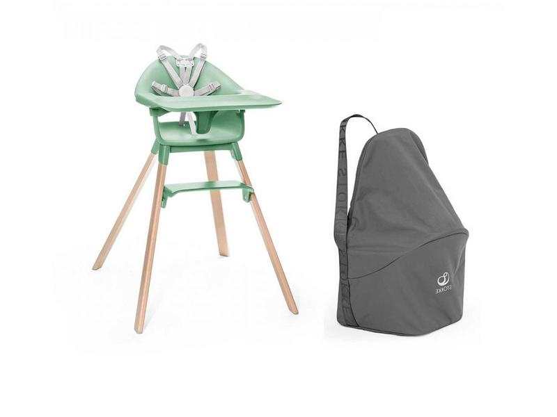 Chaise haute Stokke Clikk vert et sac de transport