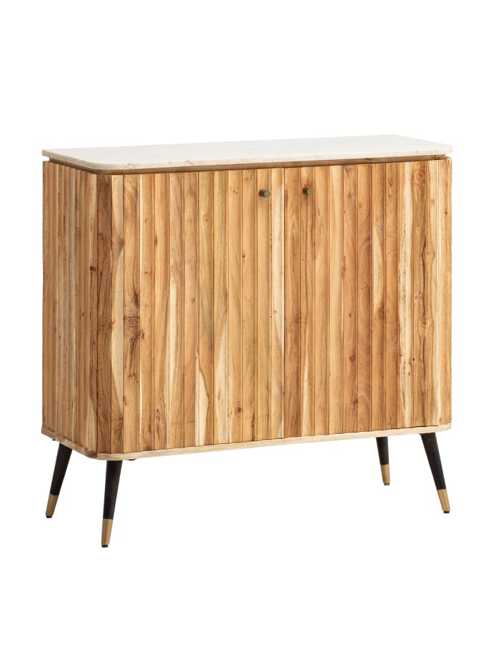 KADIMA DESIGN Hausbar Akazie Massivholz 95x90x41 cm Weinbar Echter Marmor, Kleine günstig kaufen onesize