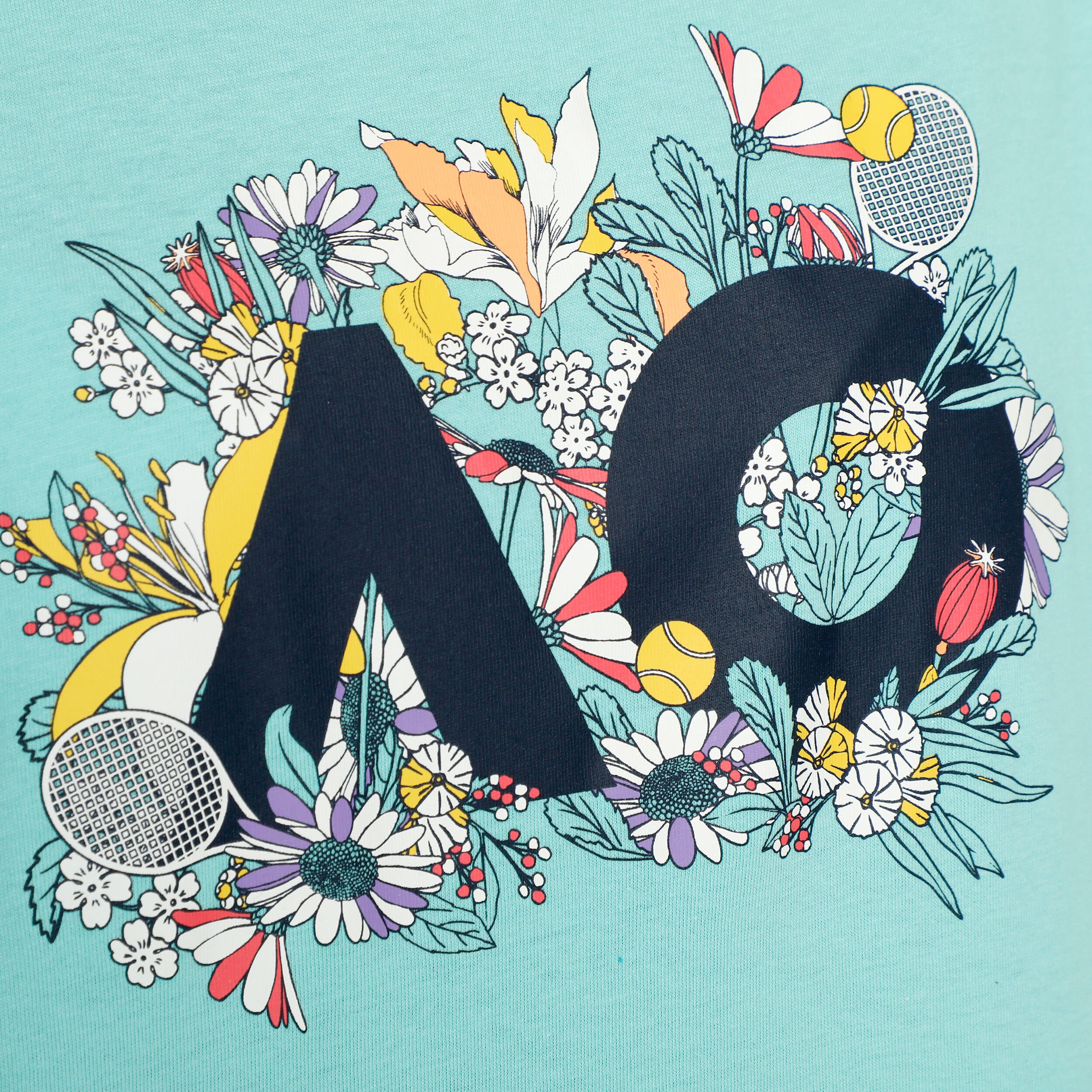 AO Floral Logo T-Shirt Damen - Türkis, Mehrfarbig