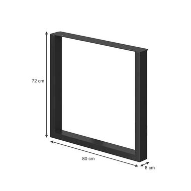 Vicco Tischbein Tischbeine Metallbeinde LOFT 72x80cm Schwarz 2-er Set