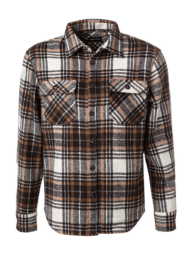 GAS, Overshirt, Mikrofaser, braun kariert