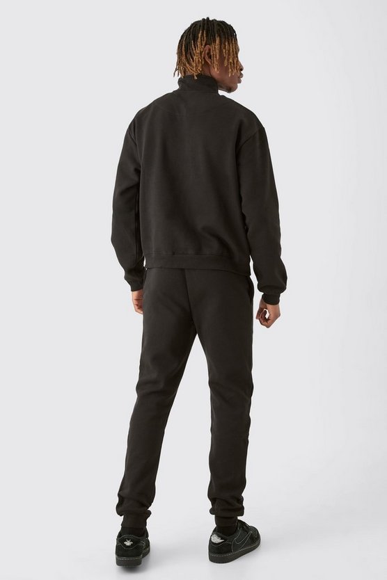 Tall kastiger Oversize Sweatshirt-Trainingsanzug mit 1/4 Reißverschluss