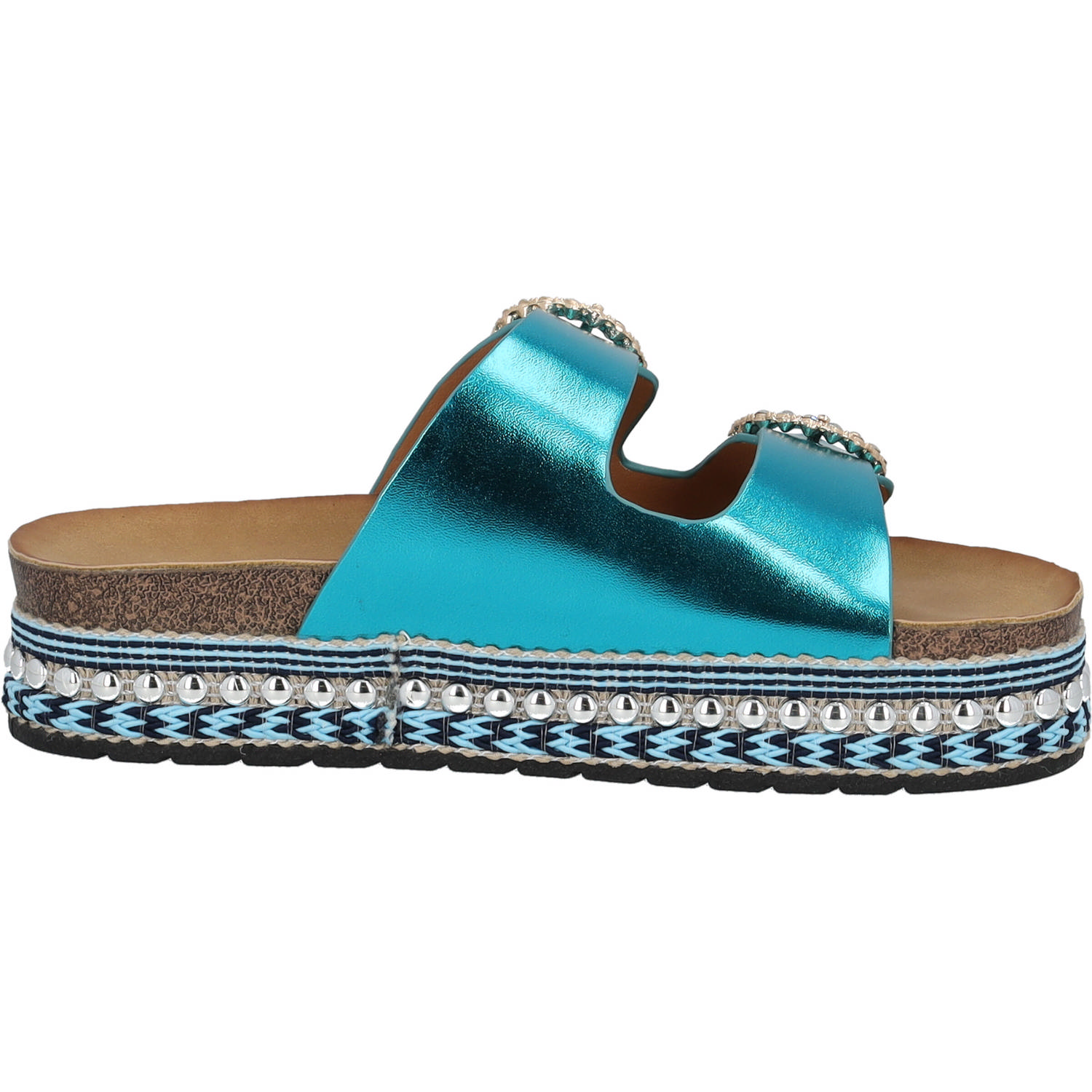 Palado Chag by Sila Sahin, Plateau-Pantoletten, Damen, Blau Metallic