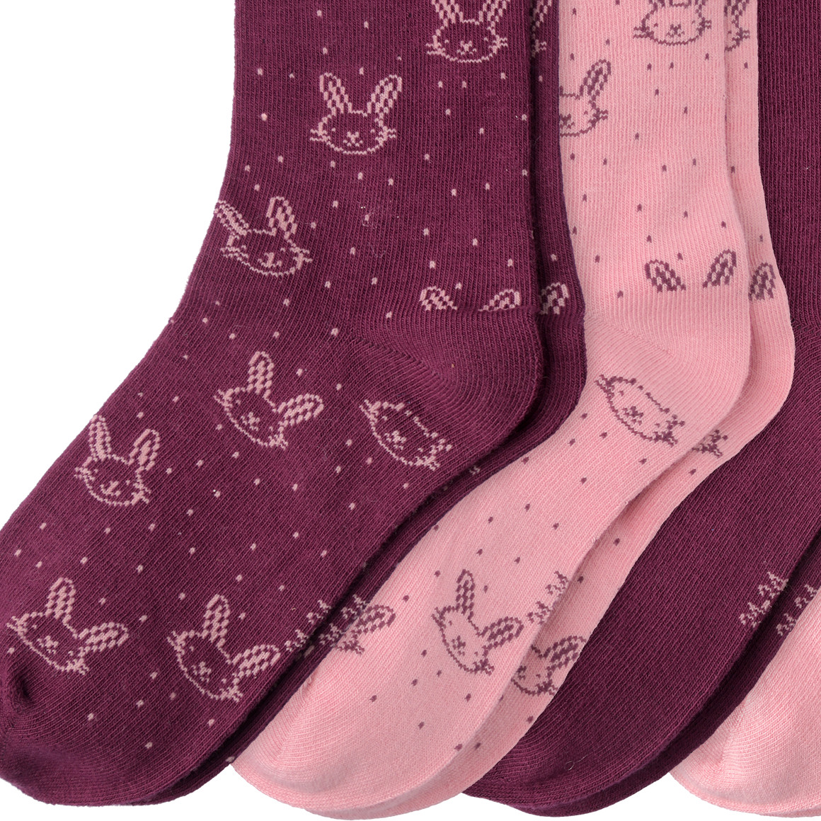 4 Paar Mädchen Socken mit Hasen-Motiv